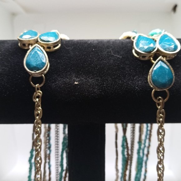 3 Piece Vintage Beaded Necklace, Hoop Earring and Beaded Spring Bracelet Set #19 - Picture 5 of 12